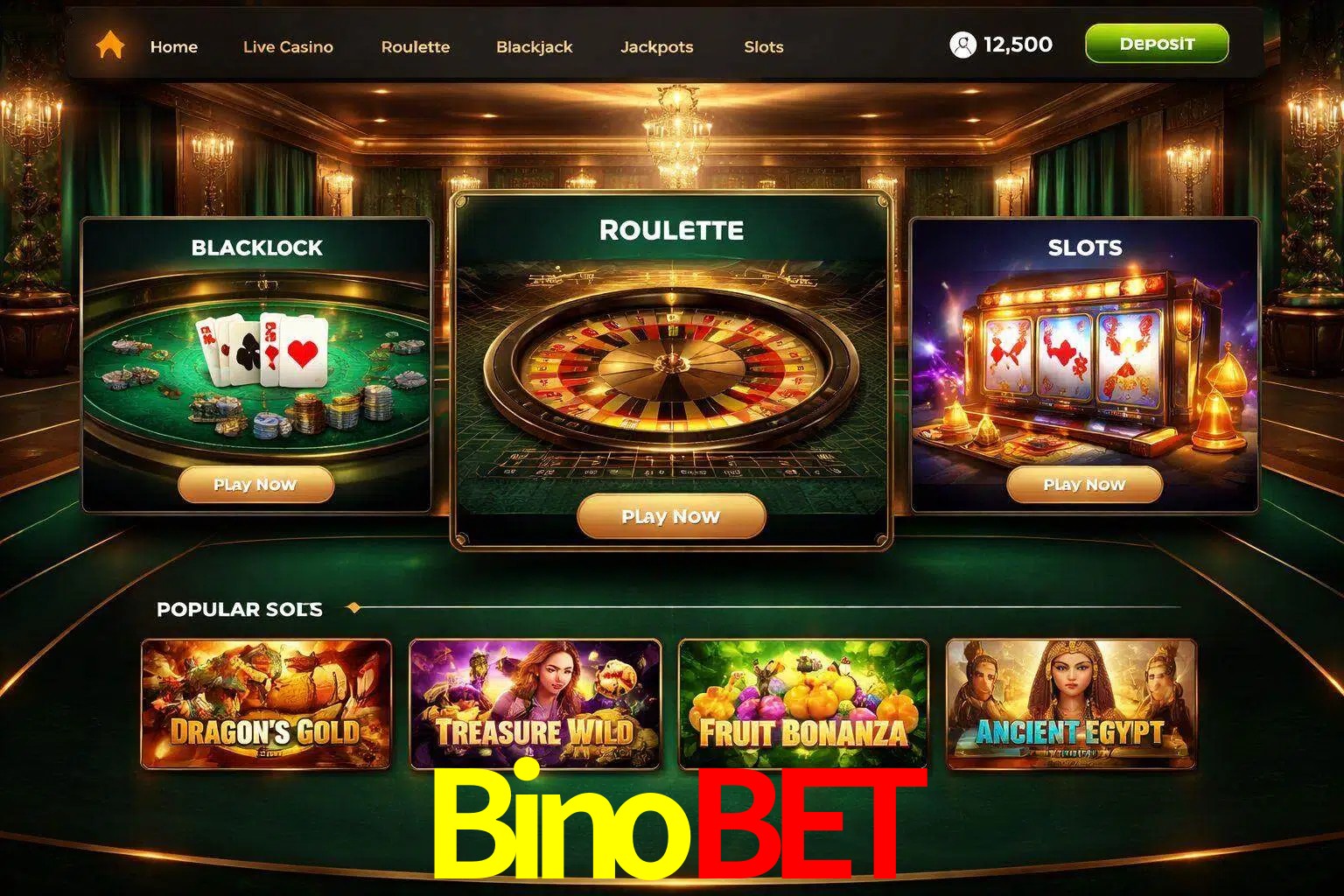 Vista de la plataforma Binobet Casino mostrando categorías organizadas de juegos en línea